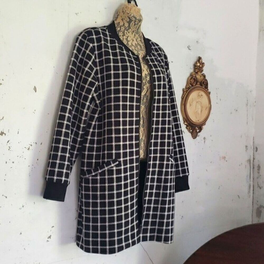Sanctuary Old Money City Coat Windowpane Academia Long Coat Mid Weight Medium P